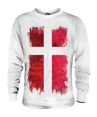 DÄNEMARK GRUNGE FLAGGE UNISEX PULLOVER OBERTEIL DANMARK FOOTBALL DANISH GIFT SHIRT