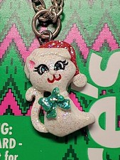 New Claire's Girls Cat Pendant Christmas Necklace Sparkle New Holiday 15" Chain