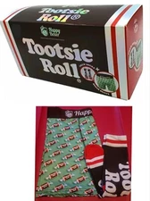 HAPPY BOXER TOOTSIE ROLL BOXER BRIEFS & 1 PAIR CREW SOCKS MEN'S GIFT SET. SZ L