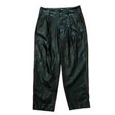 A New Day Black Faux Leather Pleated Pants Womens Size 8