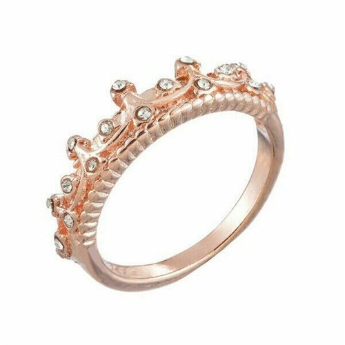 Rings Wedding Silver Women Zirconia Jewelry Size 5-10 Party Crown Gorgeous - Picture 4 of 11