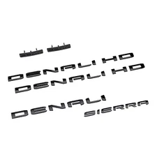6Pcs 2024-2025 Sierra 2500HD Denali HD Matte Black Emblem Kit 86591515