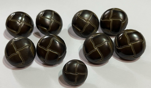 Lot 8 Dark Brown Plastic Faux Leather Round Metal Shank Buttons Sewing 25 mm ++