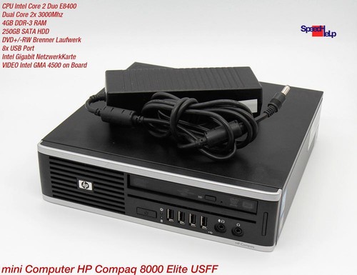 MINI HP COMPAQ 8000 ELITE USFF COMPUTADORA PC WINDOWS XP 7 CORE 2 DUO E8400 DVDRW - Imagen 2 de 9