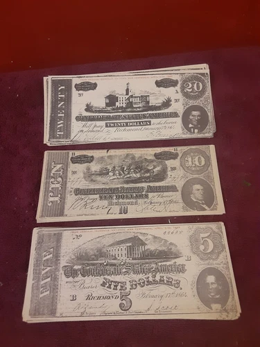 Lot of 66 Danville VA Centinial 1965 Confederate Civil War Notes REPRODUCTION