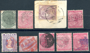 NATAL-19237-PAQUEBOT-etc-postmarks-QV-cancels
