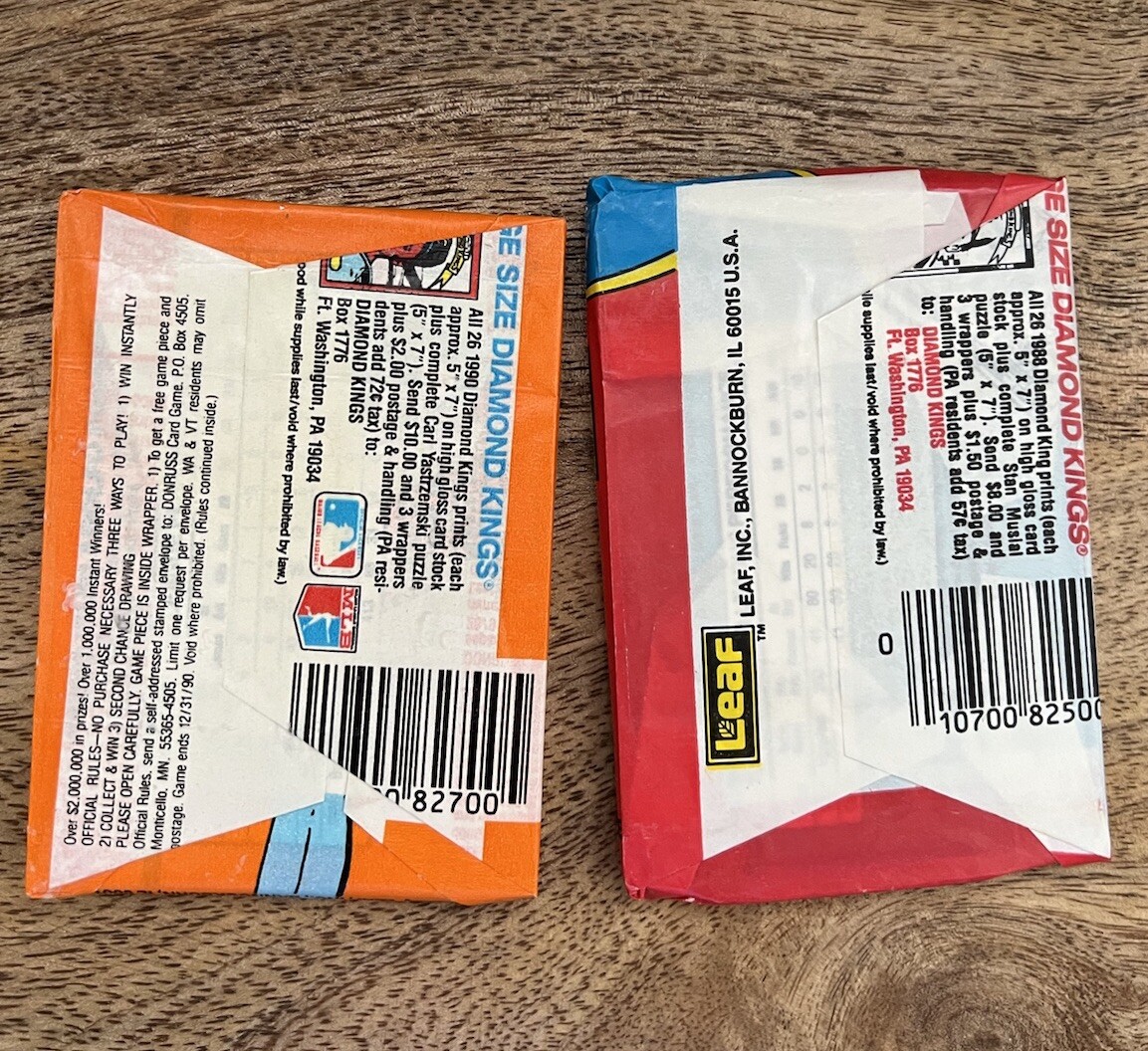 Vintage 1988 & 1990 Nostalgic DONRUSS BASEBALL WAX PACK Cards -2