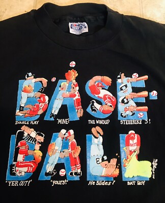 1992 T Shirt Artist V Vaughan Vintage BASEBALL Spellout Size L Never Worn 1990s