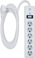 GE 6-Outlet Surge Protector, 10 Ft Extension Cord, Power Strip