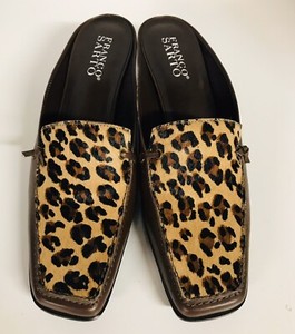 franco sarto leopard mules