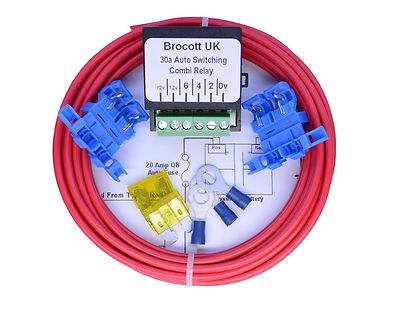 Hiace SELBSTSCHALTENDES SPANNUNGSERFASSUNGSSPLIT LADERELAIS - 12 V, 30 AMP, 6 METER KIT