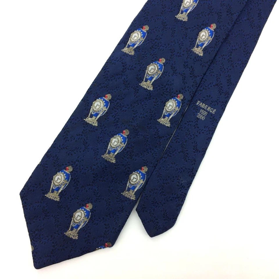 Gravata Fabergé Imperial Egg Chronology tecida com 18 quilates fio de ouro real prata L3 - Imagem 3 de 4