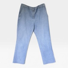 Lands  End 100 Cotton, Mid-Rise Straight Leg Blue Women  s Pants, Sz 10