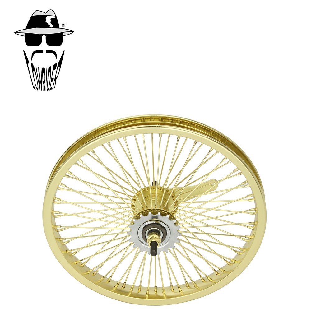 ORIGINAL LOWRIDER 16&rdquo; Gold Front & Coaster Bicycle Wheel 72 Spoke 3/8 Axle.
