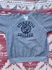 Vintage Sweatshirt Thrashed Stonehill College Gray 60s 70s 80s University
