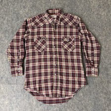 VTG Wrangler Pearl Snap Shirt Mens 16x32 Plaid Western 60s 70s USA