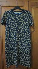 Joules lovely cotton navy and gold flower patterned short sleeve dress size 8