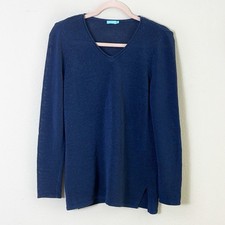 J. McLaughlin Callum Blue V-Neck Long Sleeves Pullover Sweater size Medium