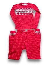 Hanna Andersson Red Heritage Fair Isle Pajamas Long John Kids Boys 140 US 10