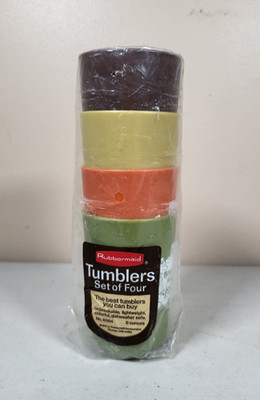 Vintage Rubbermaid Tumblers 8 oz Set of 4 Cepacol ''Brush Floss'' Promo  NOS