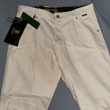 Jeans G-Star Para Hombre 32x32 Raw Elwood 5620 3D Regular Duckman ECRU Beige - Nuevos con Etiquetas