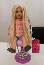 Our Generation Purple 18" Phobe Long Hair Doll  Sitting Pretty Salon Chair