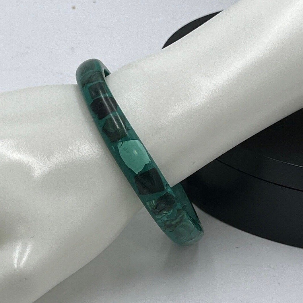 Vintage Solid Gemstone Malachite Stone Bangle Bra… - image 1