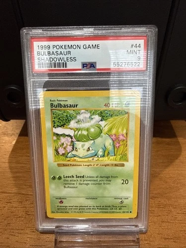 Pokémon TCG Bulbasaur Shadowless Card 44/102 1999 Base Set PSA 9