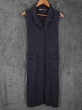 JW Anderson Uniqlo Midi Dress Women Medium Blue Linen Shirt Sleeveless Boho Chic