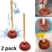 2x Toilet Sink Plunger Heavy Duty  Kitchen Bathroom Rubber Large Drain Unblock