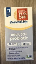 Renew Life Ultimate Flora Adult 50 + Probiotic 30 Billion 60 Veg Caps Exp 9/2026
