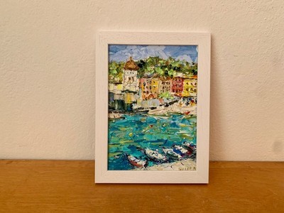 Vernazza Cinque Terre Coastal Oil Painting on Board Italy Landscape Painting