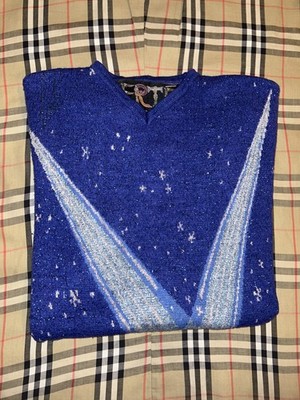 Vintage 80 ERTE Knit Sweater Dress Women Small Wool USA Starburst Art Deco Italy