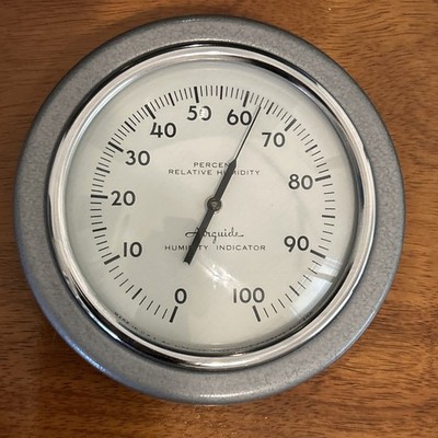 Vintage New Airguide Model 605 Humidity Indicator Hygrometer Metal case w/box