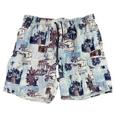 Croft  Barrow Medium Tropical Blue Swim Trunks Board Shorts Lined Hybrid