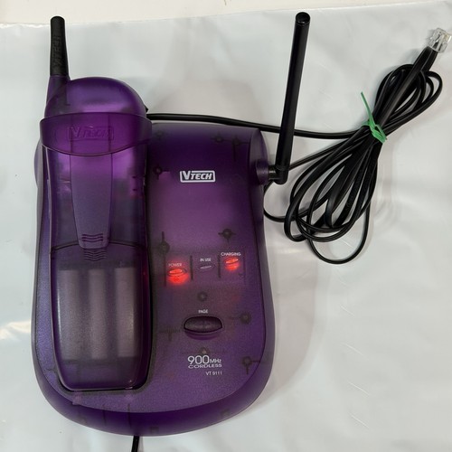 Vtg Y2K 90s V-Tech Purple Translucent Phone VT 66-9111 VT9111 Works New Battery