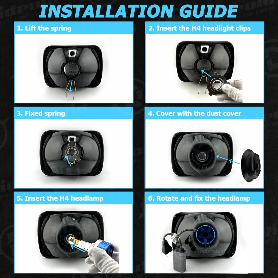 4PCS 4"X6" LED Headlights Original Replacement For Chevy C10 K10 Blazer Ford Foto 4 de 4