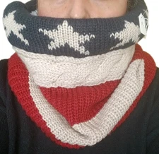Modena American Flag USA Chunky Knit Scarf Patriotic Winter Neck Warmer Unisex