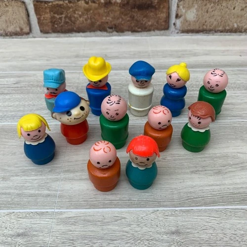 Fisher Price Little People Vintage Lot 12 Figures People Toy Set 1960s 1970s