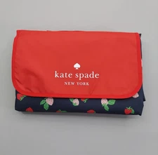 Kate Spade Picnic Blanket Packable Strawberry Toss Beach Travel 55x53"