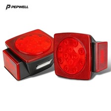 1 Pair Rear Led Submersible Square Trailer Tail Lights Kit Boat Truck Waterproof 1 Pair Rear Led Submersible Square Trailer Tail Lights Kit Boat Truck Waterproof