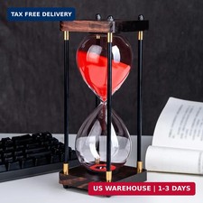 60 Min Large Sand Timer Vintage Wooden Hourglass Home Office Decor Red