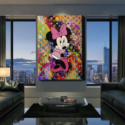 ✅WANDBILD LEINWAND, ACRYLGLAS MINNIE MOUSE LV COLOUR PIC BILD LUXUS ART PREMIUM - Bild 1 von 4