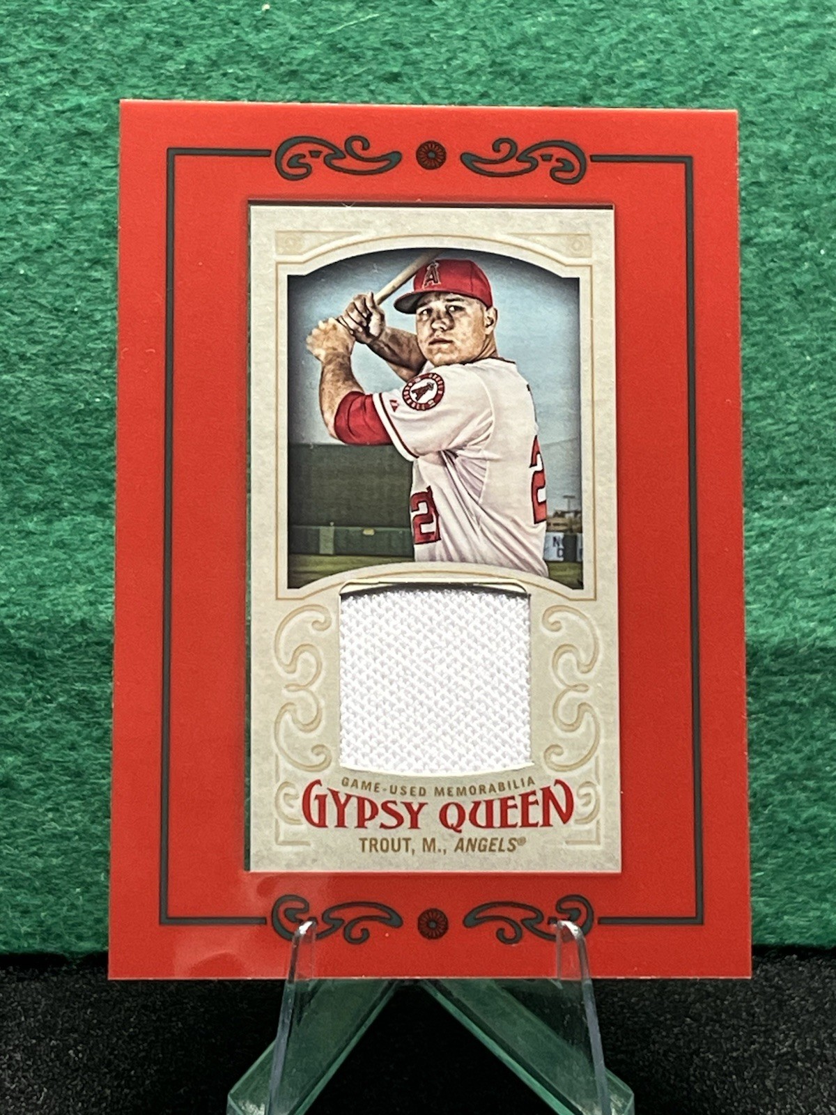 Mike Trout 2016 Topps Gypsy Queen - Framed Mini Relics #GMR-MTR (MEM)