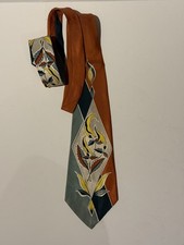 Vintage 1950s Wembley Graphic Tie Rockabilly Atomic Floral Swing 40s 50s Wide