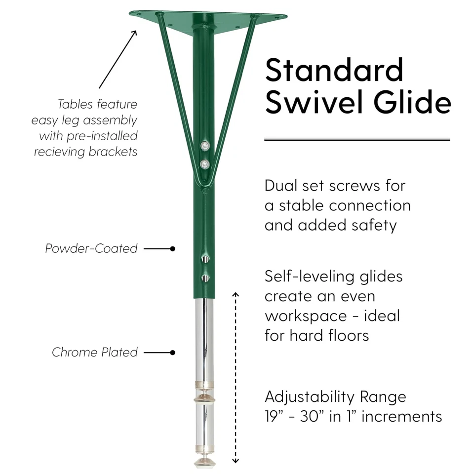 Replacement Standard Swivel Glide Table Legs for FDP Activity Tables, Adjustable - Image 2 of 4