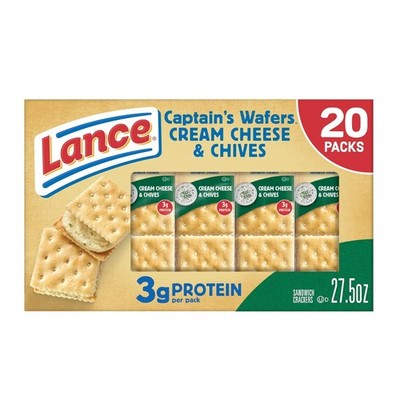 Lance Sandwich Crackers, Captain's Wafers Cream Cheese and Chives, 20 Packs, 6