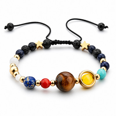 Solar System Chakra Bracelet Lava Stone Aromatherapy Planet Beads Adjustable