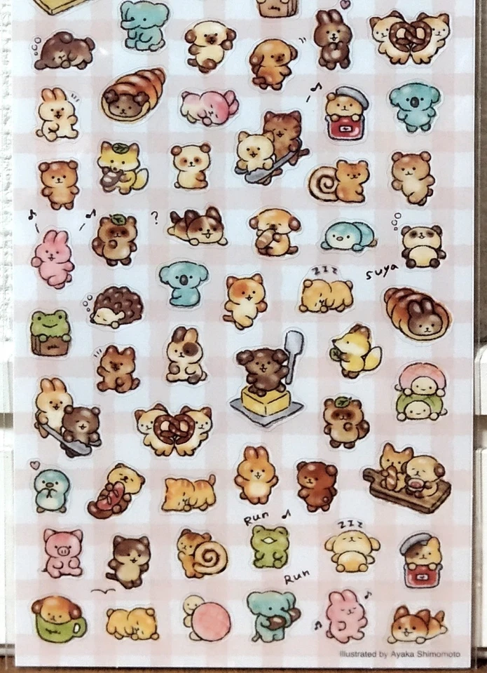 MIND WAVE Fuca Fuca's Sticker Animal Dog Cat Rabbit Panda Fox Bread MADE JAPAN - Image 3 of 3