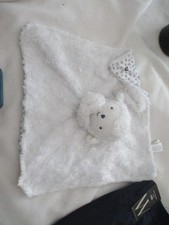 Carters White Lamb Swirl Faux Fur with Black Gray Stars Security Blanket Lovey